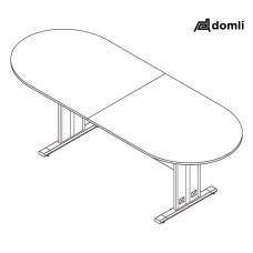 Mesa reunião oval bipartida diamante