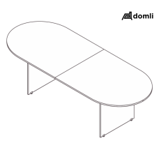 Mesa reunião oval bipartida diamante pé painel