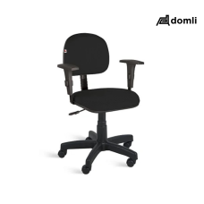 Cadeira Secretária Giratória Braço Regulável Tecido Preto